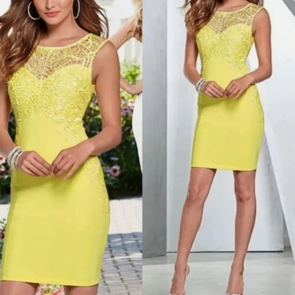 VENUS Yellow Sheath Dress for Cocktail Events - Picture 1 of 4